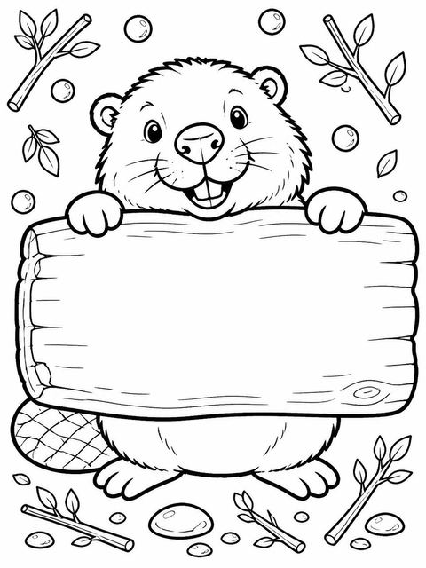 Coloring sheet in the Watercolor Beaver Wood 2nd Birthday design