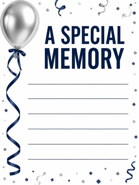 Memory card in the Silver Balloon Navy 70th Birthday design