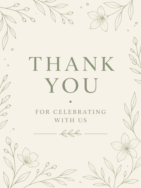 Thank-you flat in the Sage Green Sans Serif Milestone Birthday design
