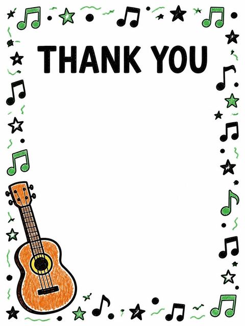 Thank-you flat in the Crayon Sketch Guitar Music 6th Birthday design