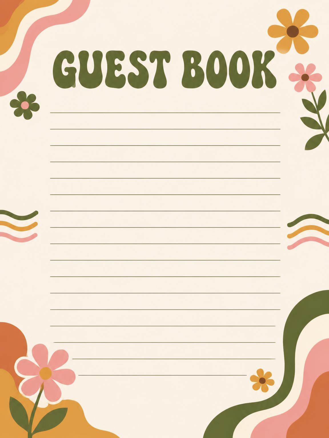Guest sign-in sheet in the Groovy Retro 66th Birthday Invitation design