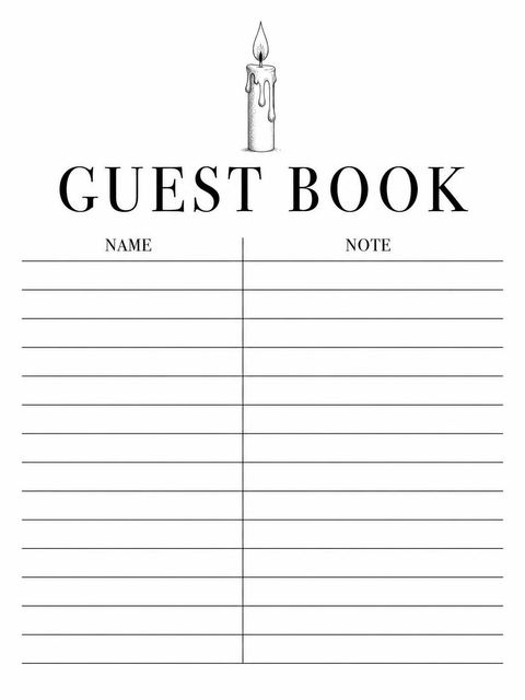 Guest sign-in sheet in the Minimalist Candle Sketch First Birthday design