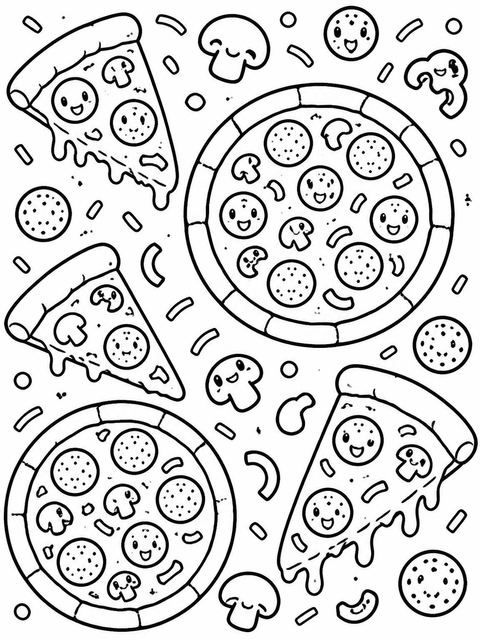 Coloring sheet in the Pepperoni Pizza Number 8 Birthday design