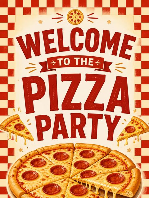 Welcome sign in the Pepperoni Pizza Number 8 Birthday design