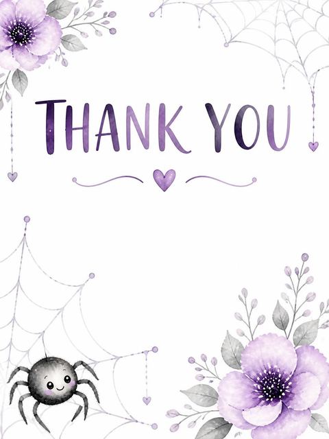 Thank-you flat in the Caught in a Web of Fun 7th Birthday design