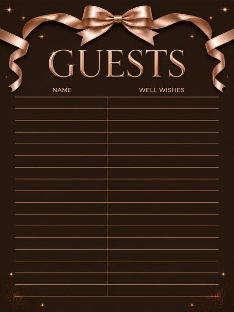 Guest sign-in sheet in the Rose Gold Ribbon Chocolate 35th Birthday design