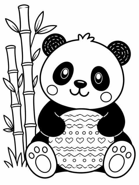 Coloring sheet in the Crayon Panda Bamboo First Birthday design