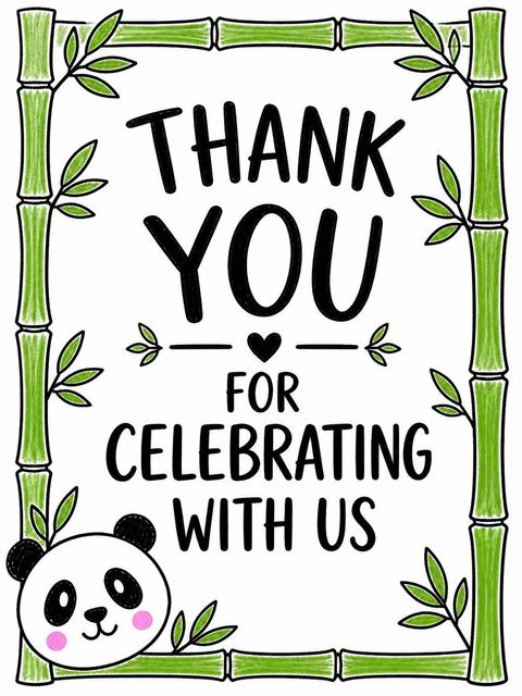 Thank-you flat in the Crayon Panda Bamboo First Birthday design