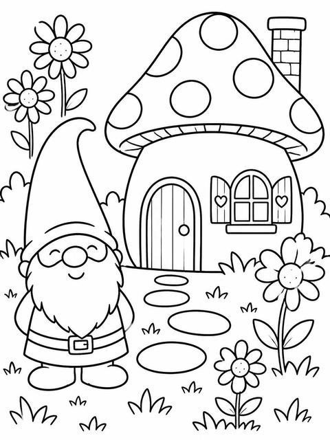 Coloring sheet in the Crayon Gnome Mushroom 3rd Birthday design