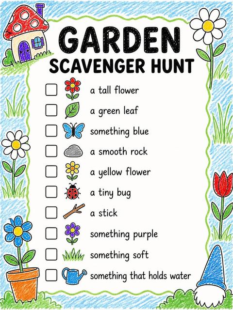 Scavenger hunt in the Crayon Gnome Mushroom 3rd Birthday design