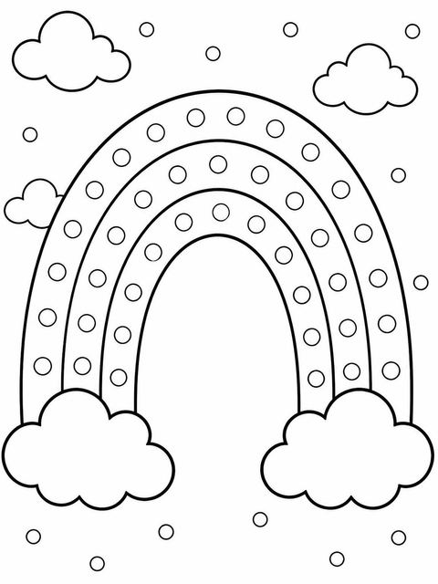Coloring sheet in the Pastel Watercolor Rainbow 3rd Birthday Invitation design