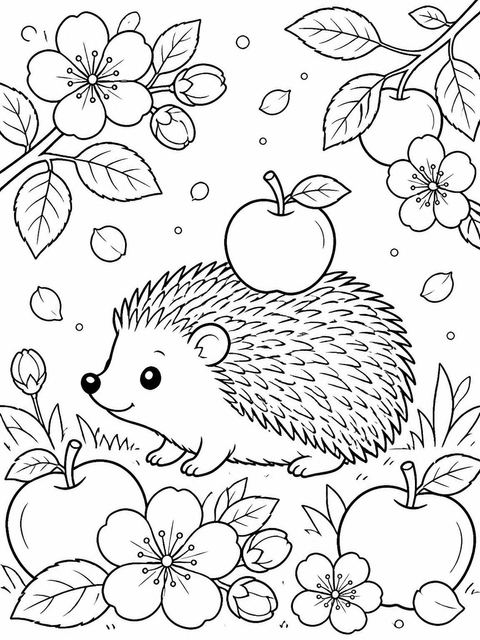 Coloring sheet in the Floral Woodland 4th Birthday Invitation design