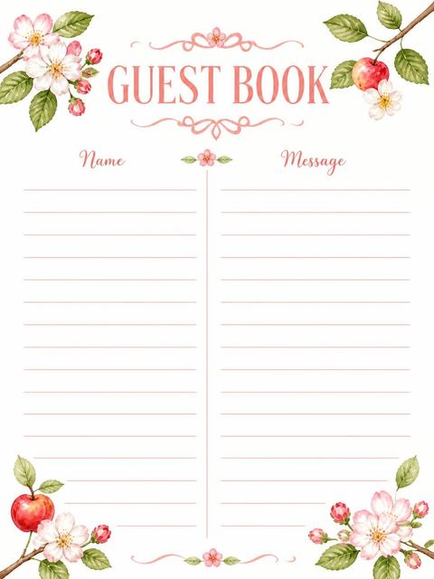 Guest sign-in sheet in the Floral Woodland 4th Birthday Invitation design