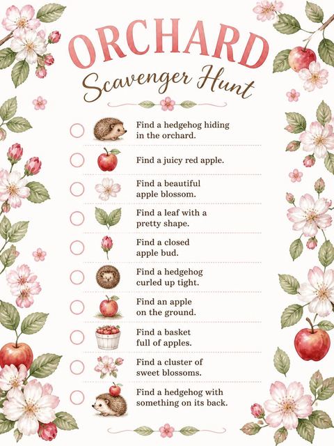 Scavenger hunt in the Floral Woodland 4th Birthday Invitation design