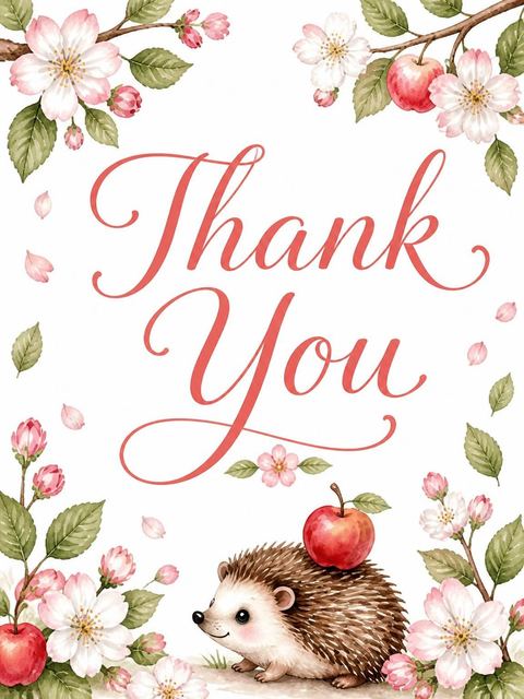 Thank-you flat in the Floral Woodland 4th Birthday Invitation design
