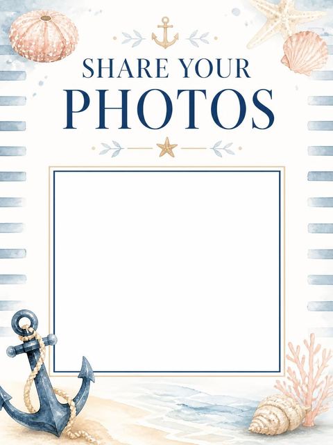 Hashtag card in the Watercolor Nautical Anchor Beach Party design