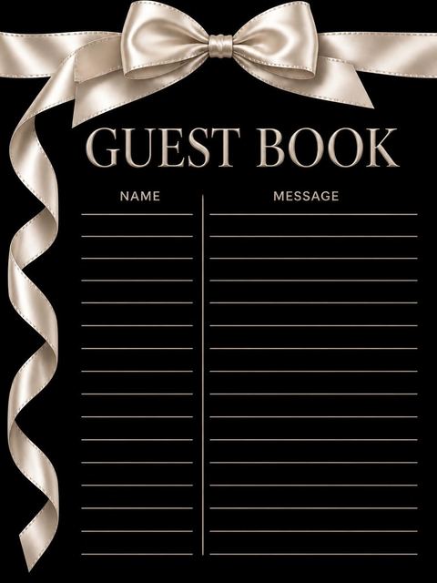 Guest sign-in sheet in the Champagne Silk Ribbon 65th Birthday design