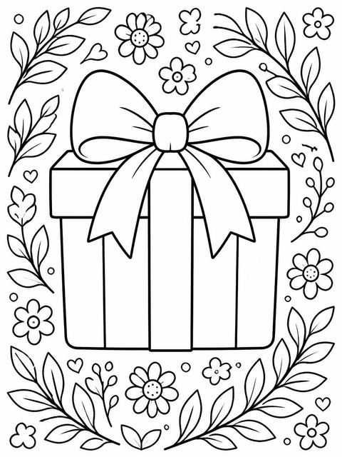 Coloring sheet in the Red Watercolor Bow 8th Birthday Invitation design