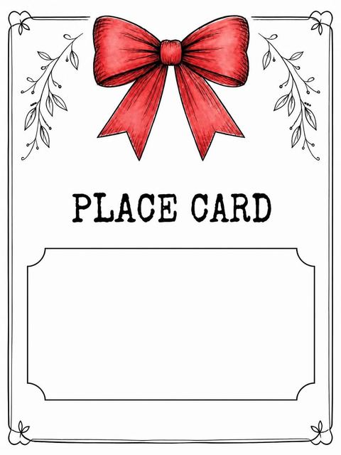 Place card in the Red Watercolor Bow 8th Birthday Invitation design