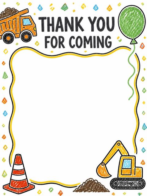 Thank-you flat in the Crayon Texture Construction 2nd Birthday design