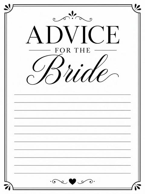 Advice card in the Minimalist Black and White Bridal Shower design