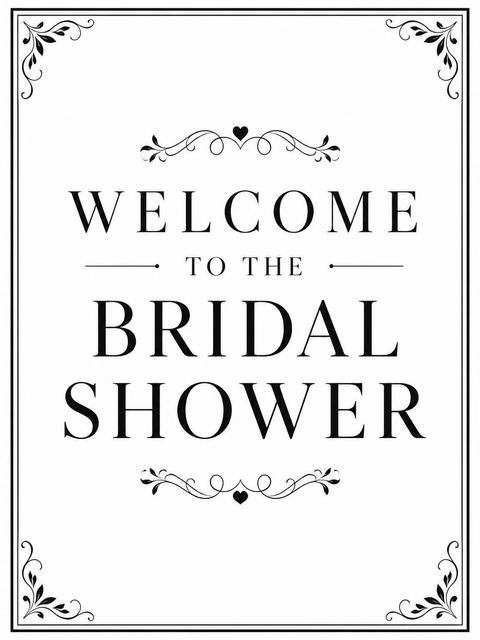 Welcome sign in the Minimalist Black and White Bridal Shower design