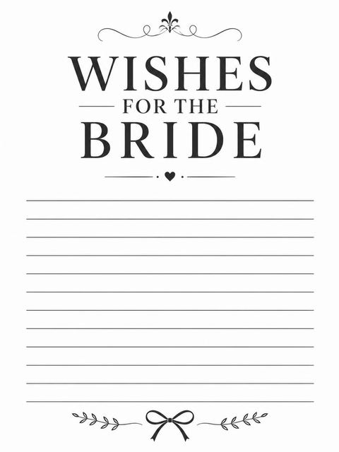 Wishes page in the Minimalist Black and White Bridal Shower design
