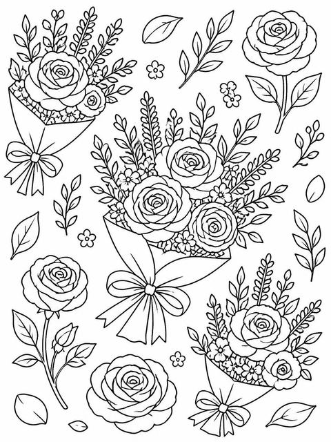 Coloring sheet in the Pink Watercolor Floral Ninth Birthday design