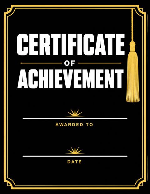 Achievement certificate in the Swiss Poster Signal Yellow Graduation design