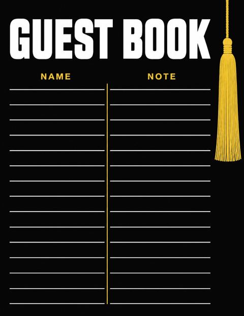 Guest sign-in sheet in the Swiss Poster Signal Yellow Graduation design