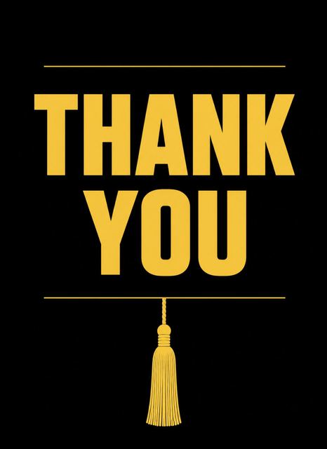 Thank-you flat in the Swiss Poster Signal Yellow Graduation design