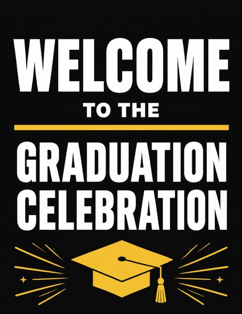 Welcome sign in the Swiss Poster Signal Yellow Graduation design