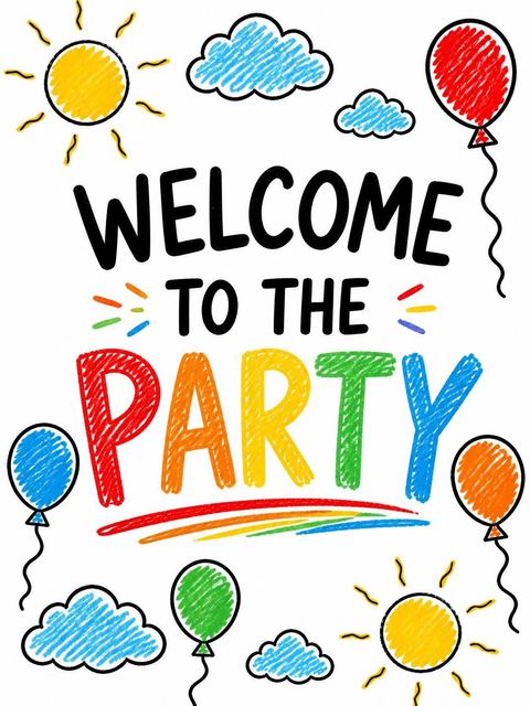 Welcome sign in the Crayon Rainbow Number 3rd Birthday Invite design