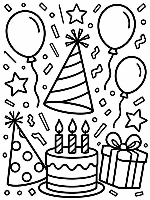 Coloring sheet in the Black and Coral 12th Birthday Invitation design