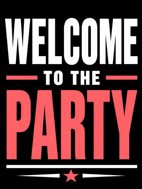 Welcome sign in the Black and Coral 12th Birthday Invitation design