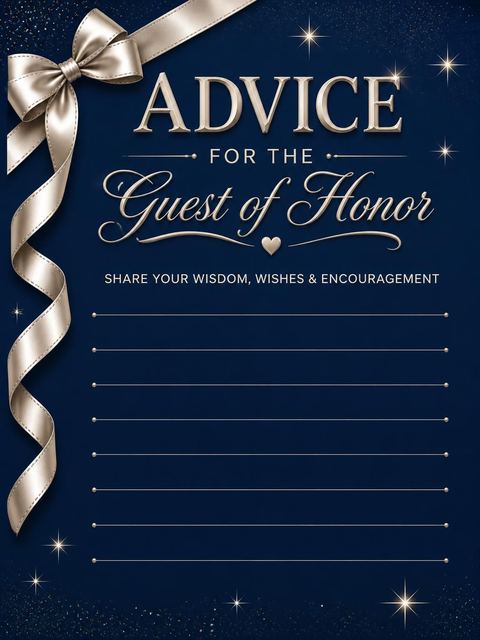 Advice card in the Navy Gold Ribbon 45th Birthday design