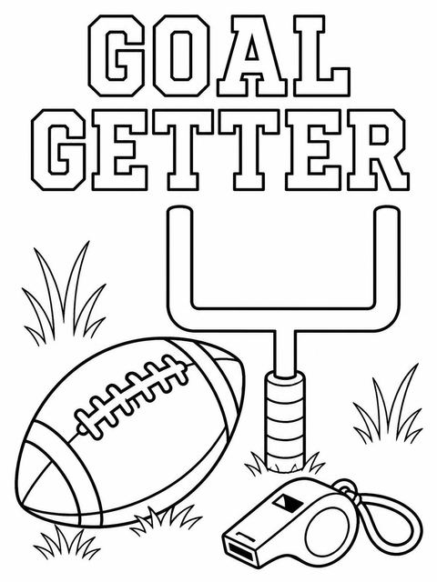 Coloring sheet in the Watercolor Football 8th Birthday Invitation design