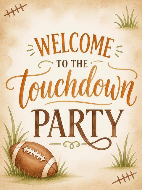 Welcome sign in the Watercolor Football 8th Birthday Invitation design