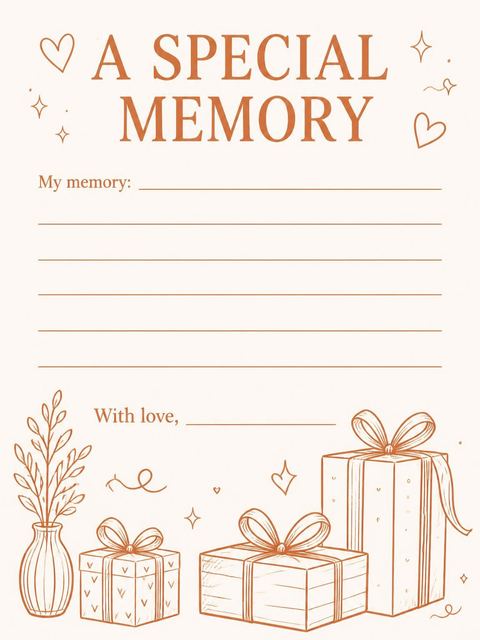 Memory card in the Terracotta Line-Art 21st Birthday Cake Invitation design