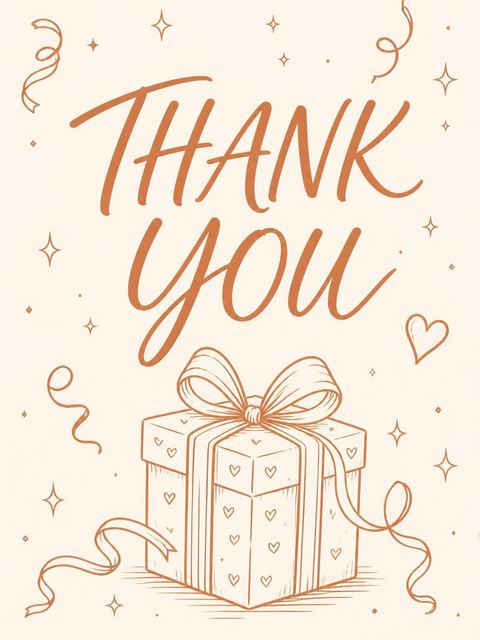 Thank-you flat in the Terracotta Line-Art 21st Birthday Cake Invitation design