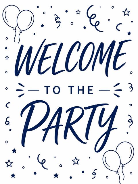 Welcome sign in the Navy Brush Script 21st Birthday Invitation design