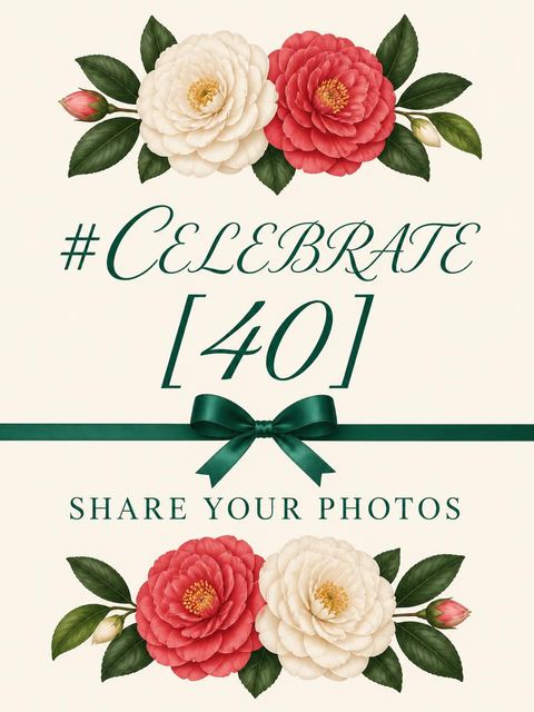 Hashtag card in the Emerald Ribbon 40th Soirée design