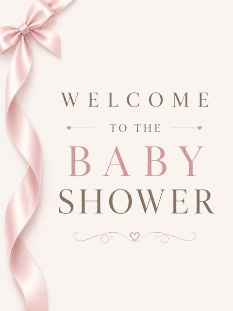 Welcome sign in the Dusty Rose Silk Ribbon Baby Shower design