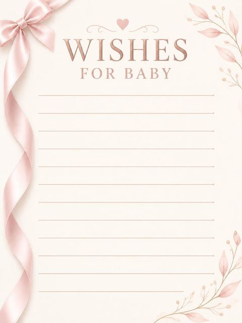 Wishes page in the Dusty Rose Silk Ribbon Baby Shower design