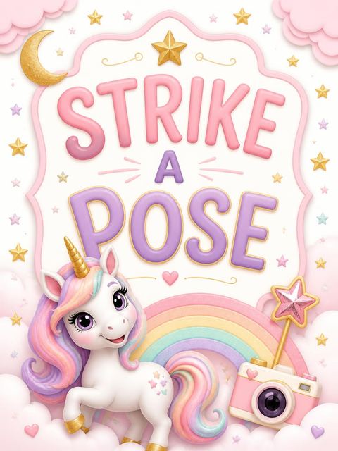 Photo-booth sign in the Magical Rainbow Unicorn 7th Birthday Celebration design
