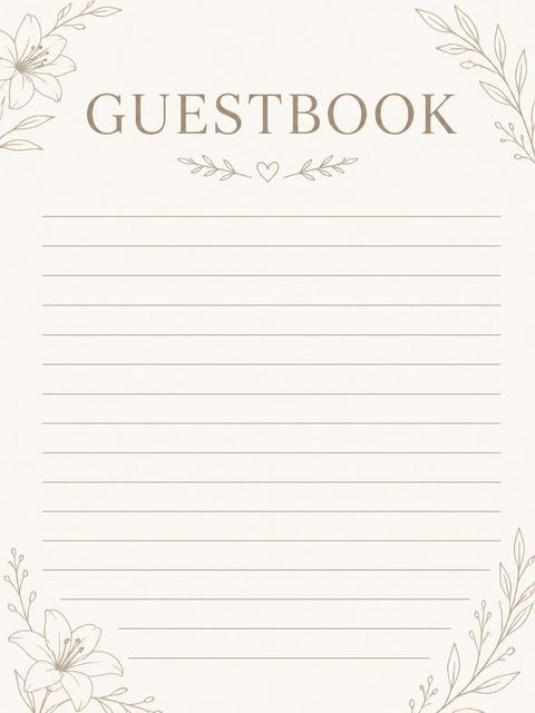 Guest sign-in sheet in the Minimalist Taupe Hand-Lettered 5th Birthday Invitation design