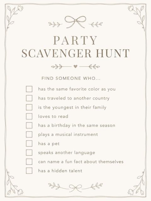 Scavenger hunt in the Minimalist Taupe Hand-Lettered 5th Birthday Invitation design