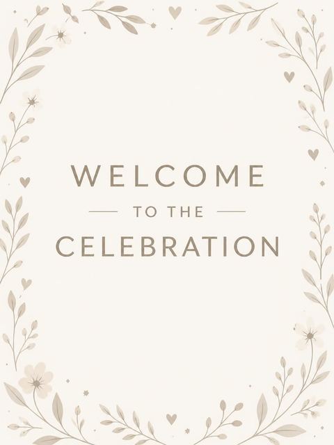 Welcome sign in the Minimalist Taupe Hand-Lettered 5th Birthday Invitation design