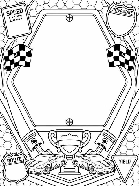 Coloring sheet in the Chrome Road Sign Sweet 16 design