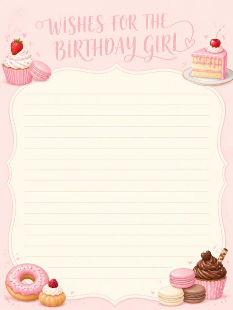Wishes page in the Two Sweet Donut Birthday design